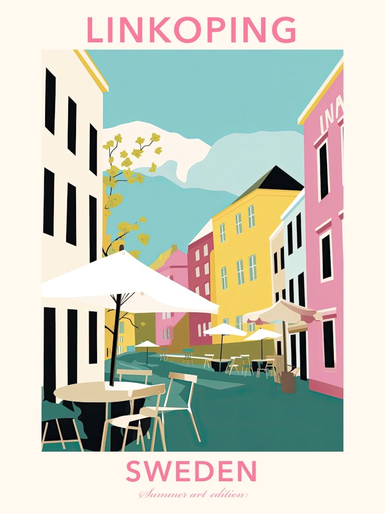 Linkoping, Sweden, Flat Pastels Tones Illustration 2 Poster