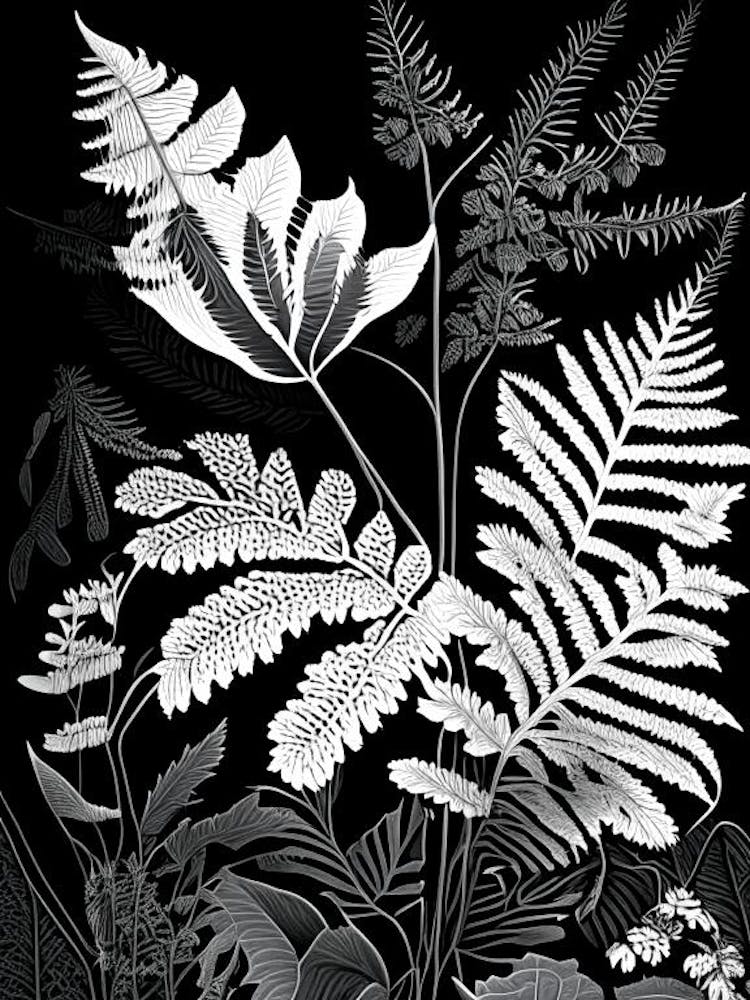 Maidenhair Fern Wildflower Linocut 1