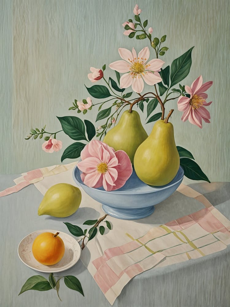 Pears And Flowers