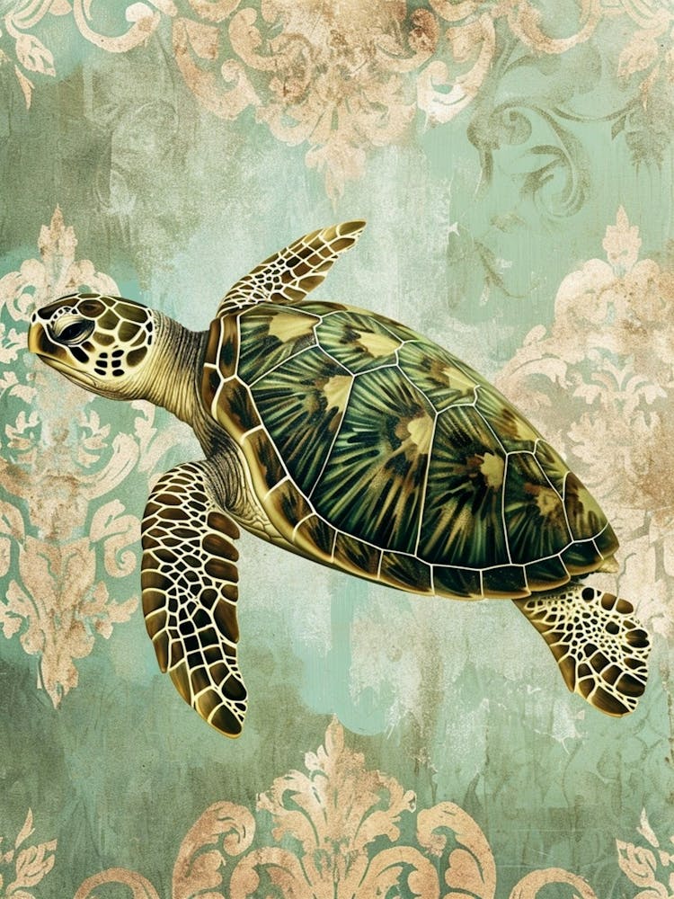 Ornamental Sea Turtle Wallpaper Style 6
