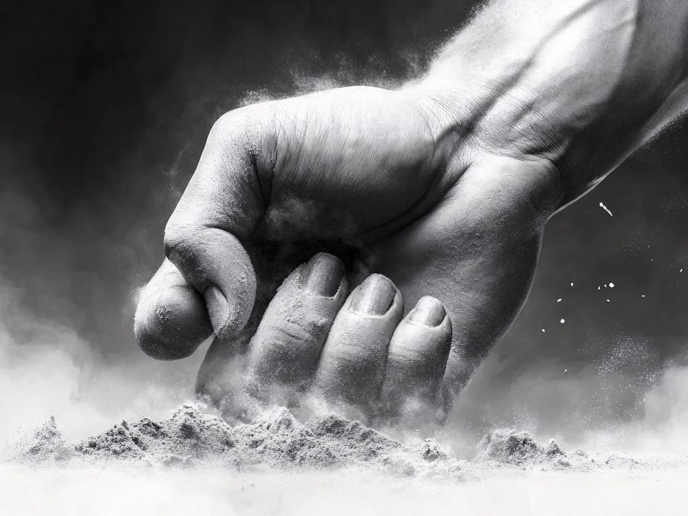 Fist Hand Reaching Into Sand