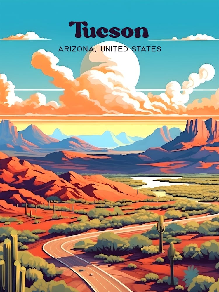 Tucson Arizona United States Desert Modern Travel Art