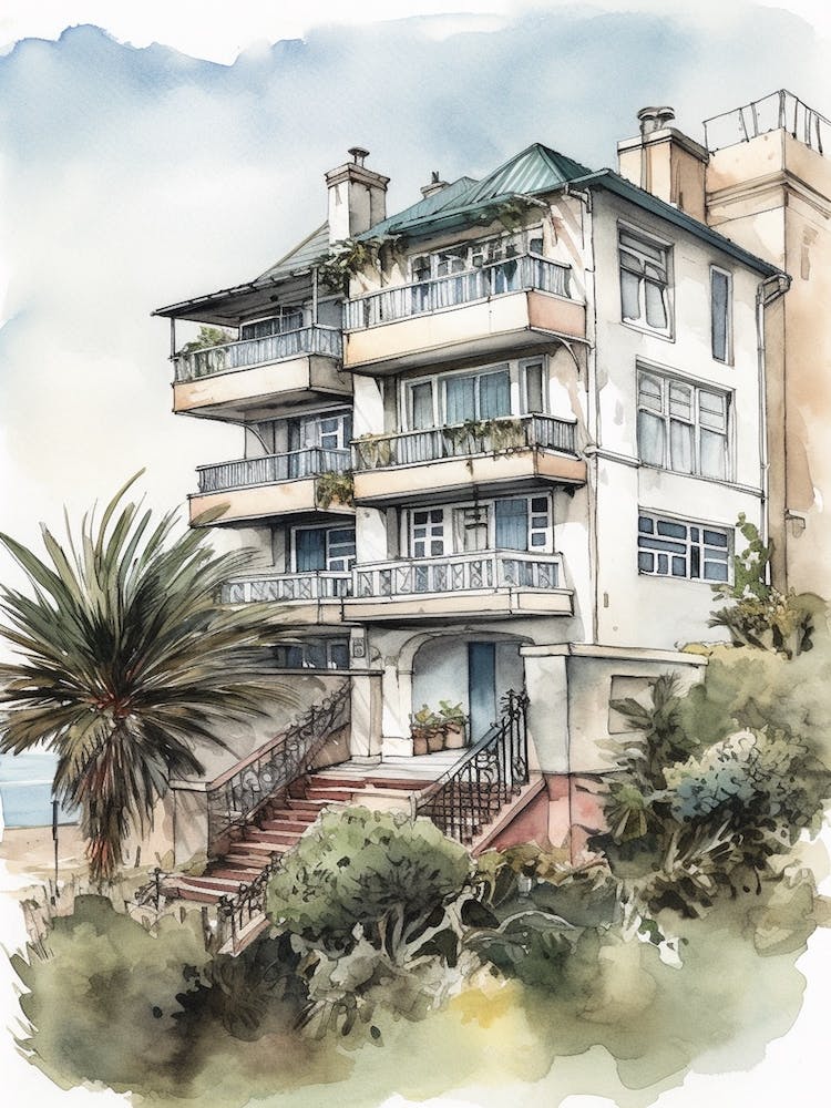 Punta Carretas Montevideo Neighborhood, Watercolour 3