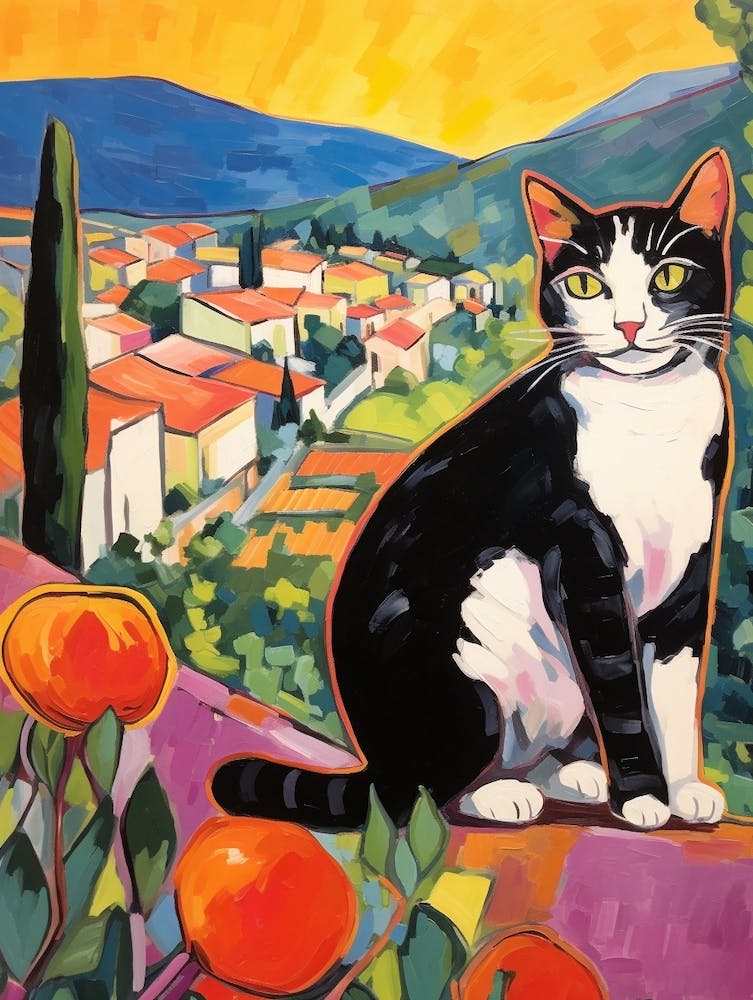 Painting Of A Cat In Tuscany Italy 1
