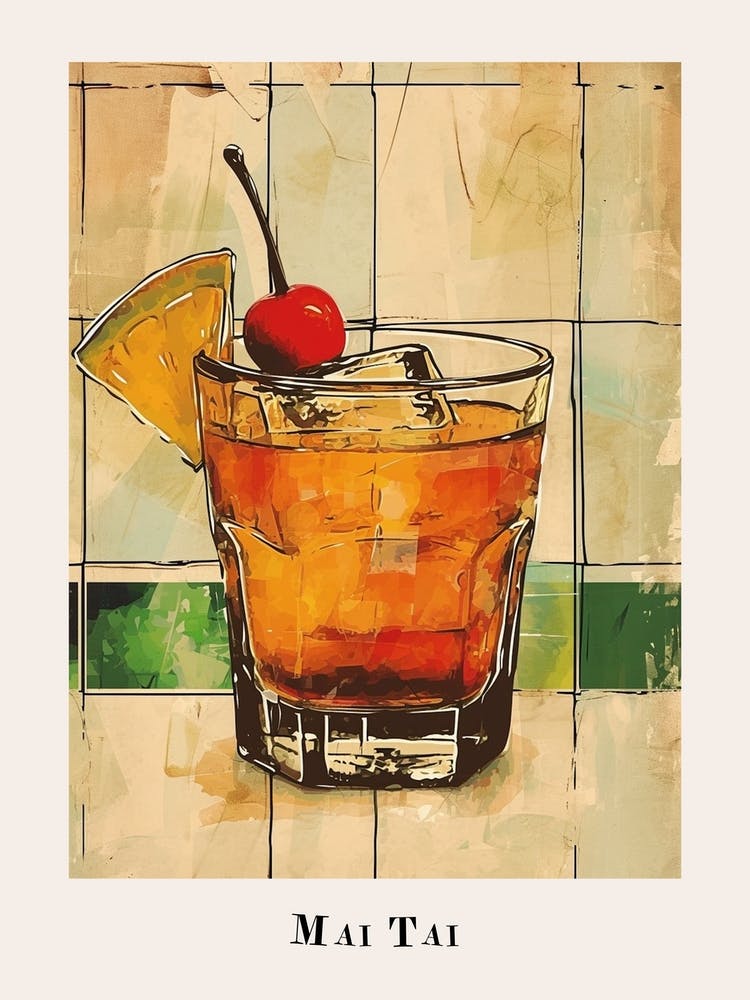 Mai Tai Watercolour Poster 2