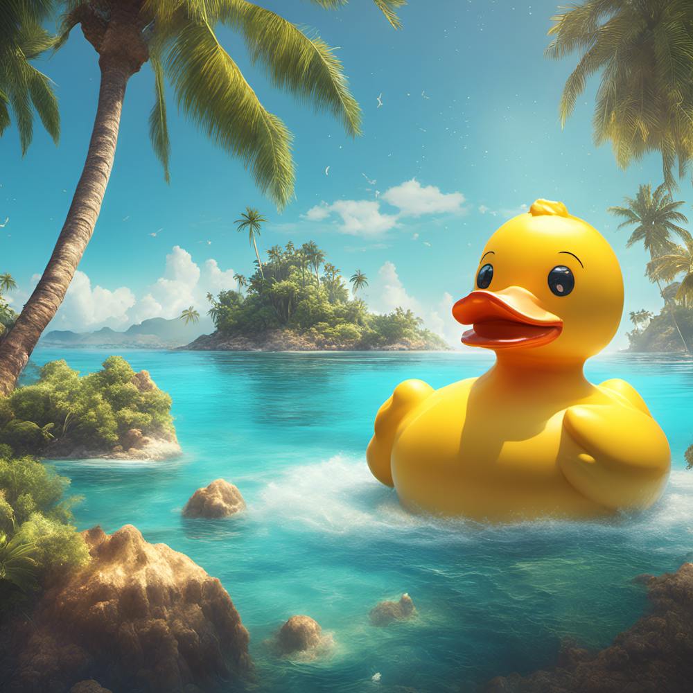 0 Giant Rubber Duck Floating In The Ocean With A Sma Esrgan V1 X2plus
