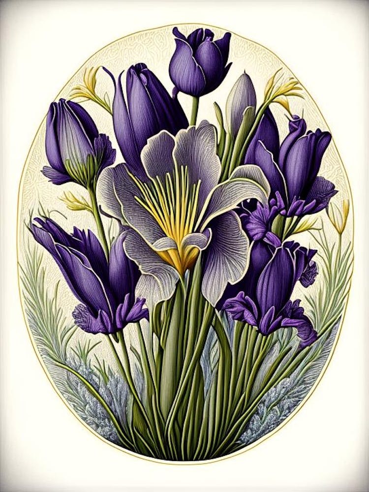 Crocus 3 Floral Botanical Vintage Poster Flower