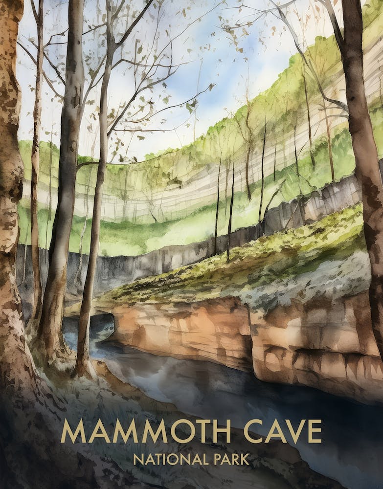 Mammoth Cave National Park Watercolour Vintage Travel Poster 3