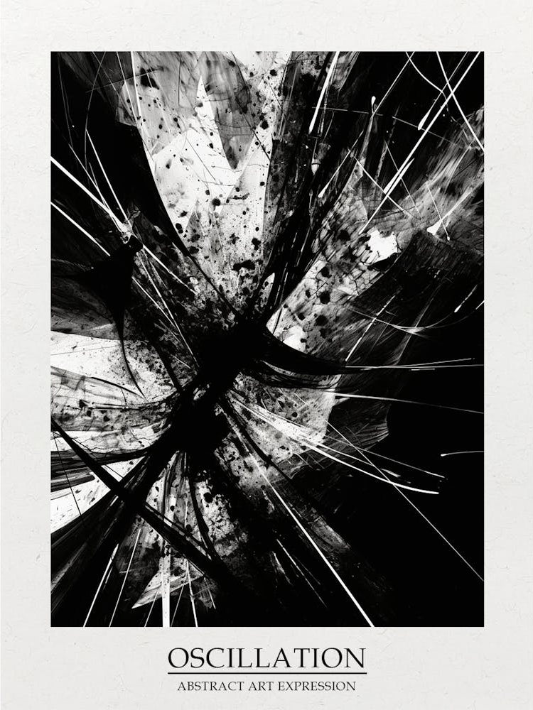 Oscillation Abstract Black And White 4 Poster