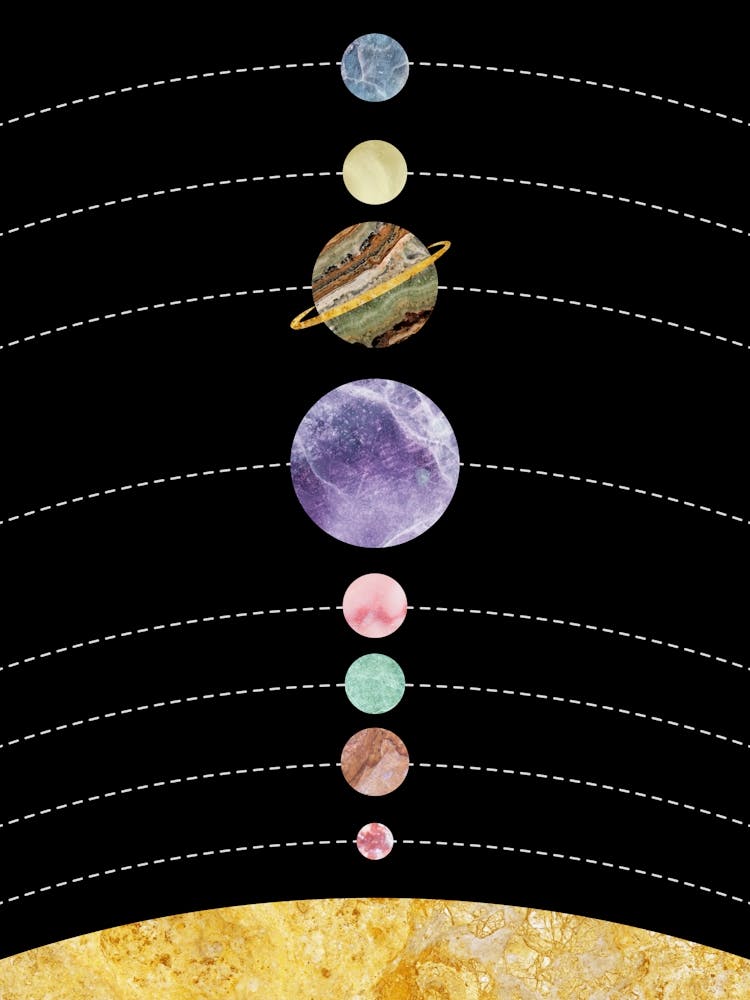 Solar System Planets Black