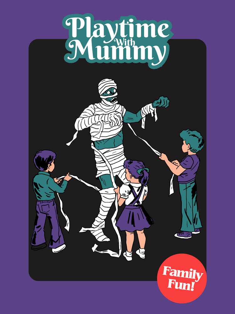 Funny Halloween Print with Mummy and Kids
