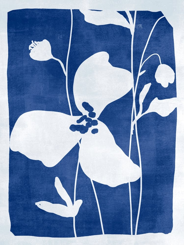 Abstract Minimal Flowers 4 Blue
