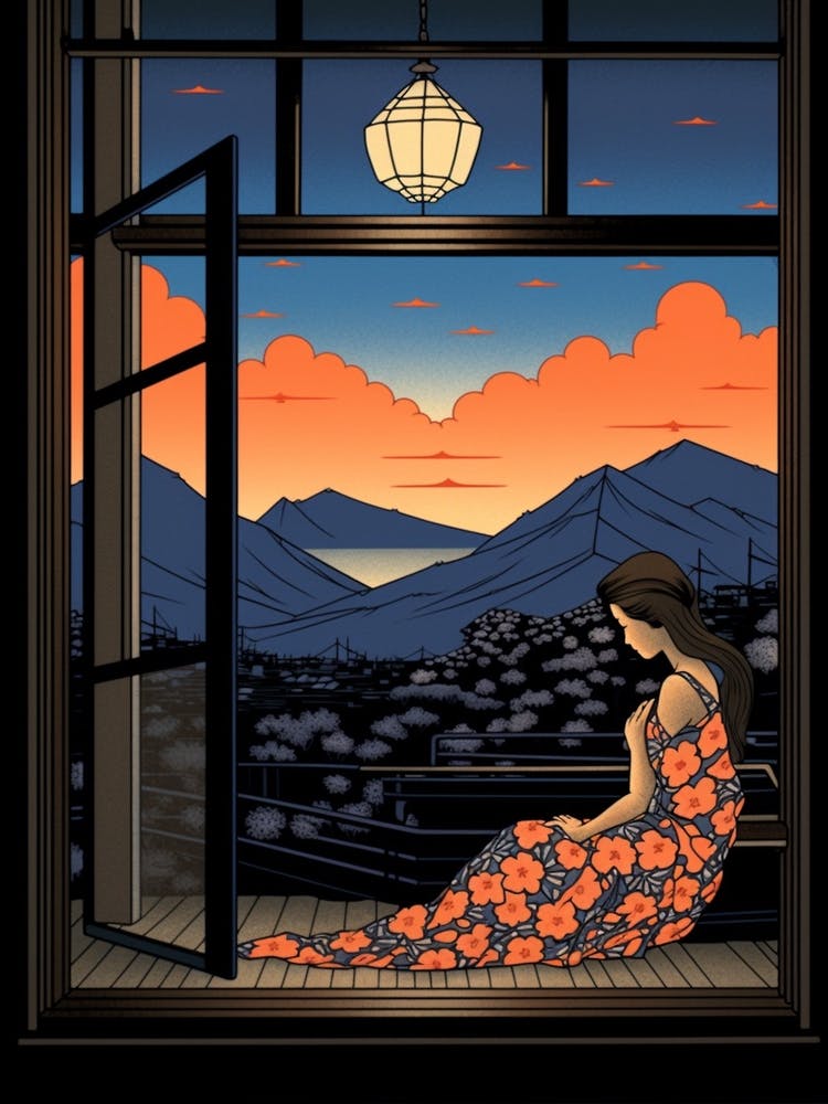 Yufuin Onsen, Japan Art de voyage vintage 2