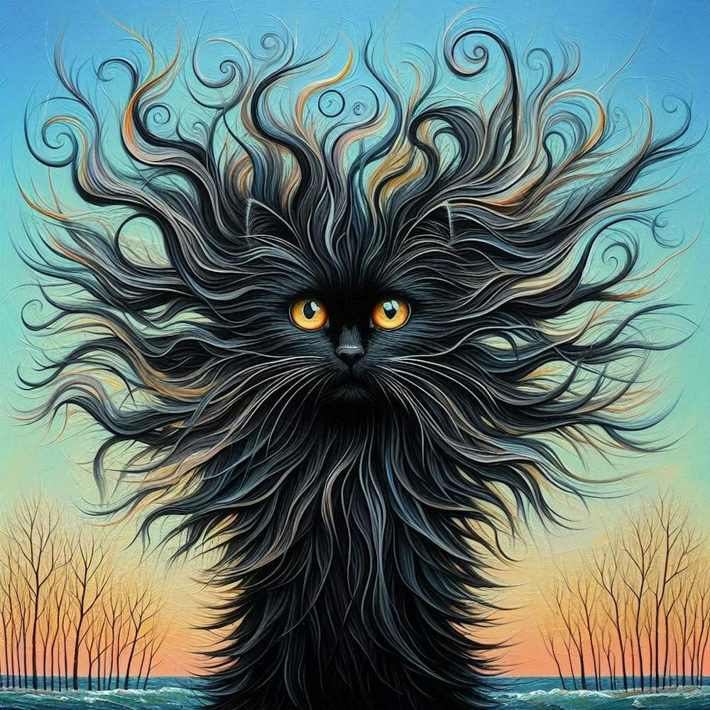 Black Cat With Long Hair