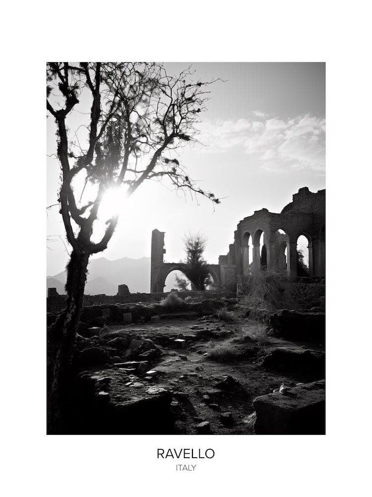 Poster Of Ravello, Italy, Black And White Photo 4