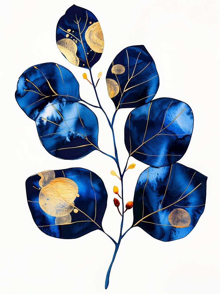 'Blue Leaves' nature flora art