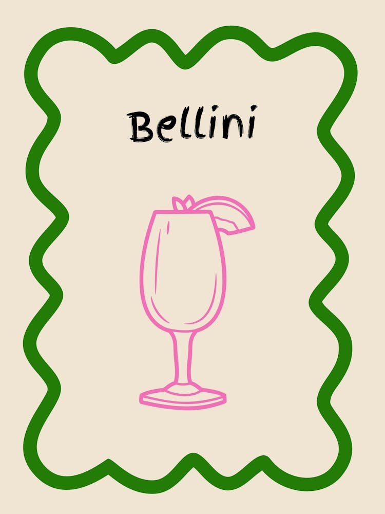 Bellini Doodle Poster Green & Pink
