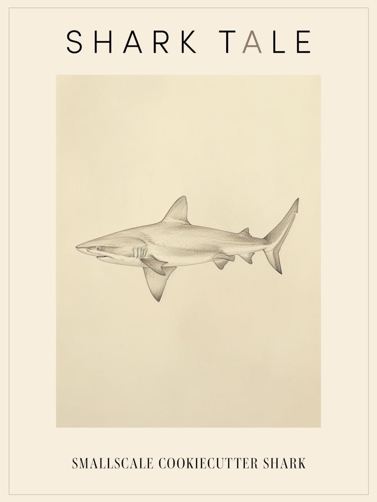 Smallscale Cookiecutter Shark Vintage Illustration 2 Poster