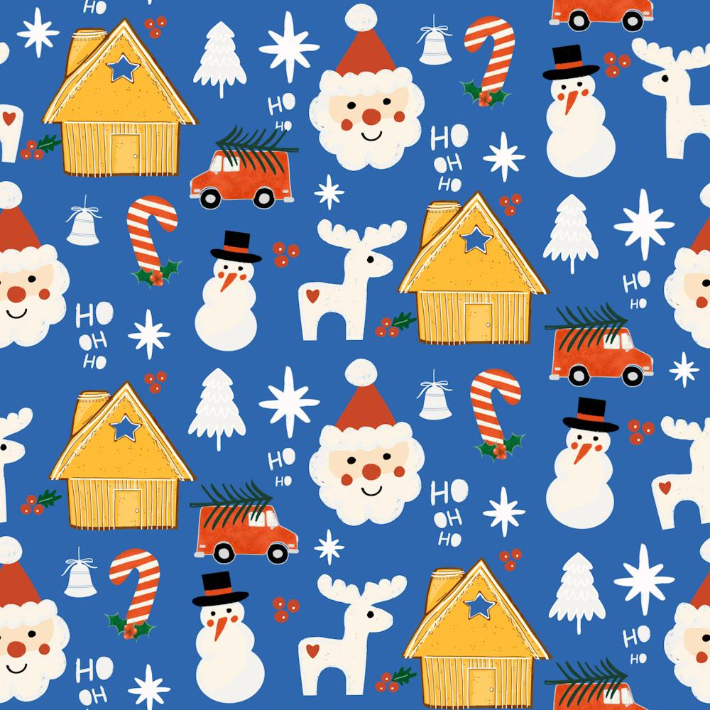 Holiday Christmas Santa Workshop Minimal Retro Blue