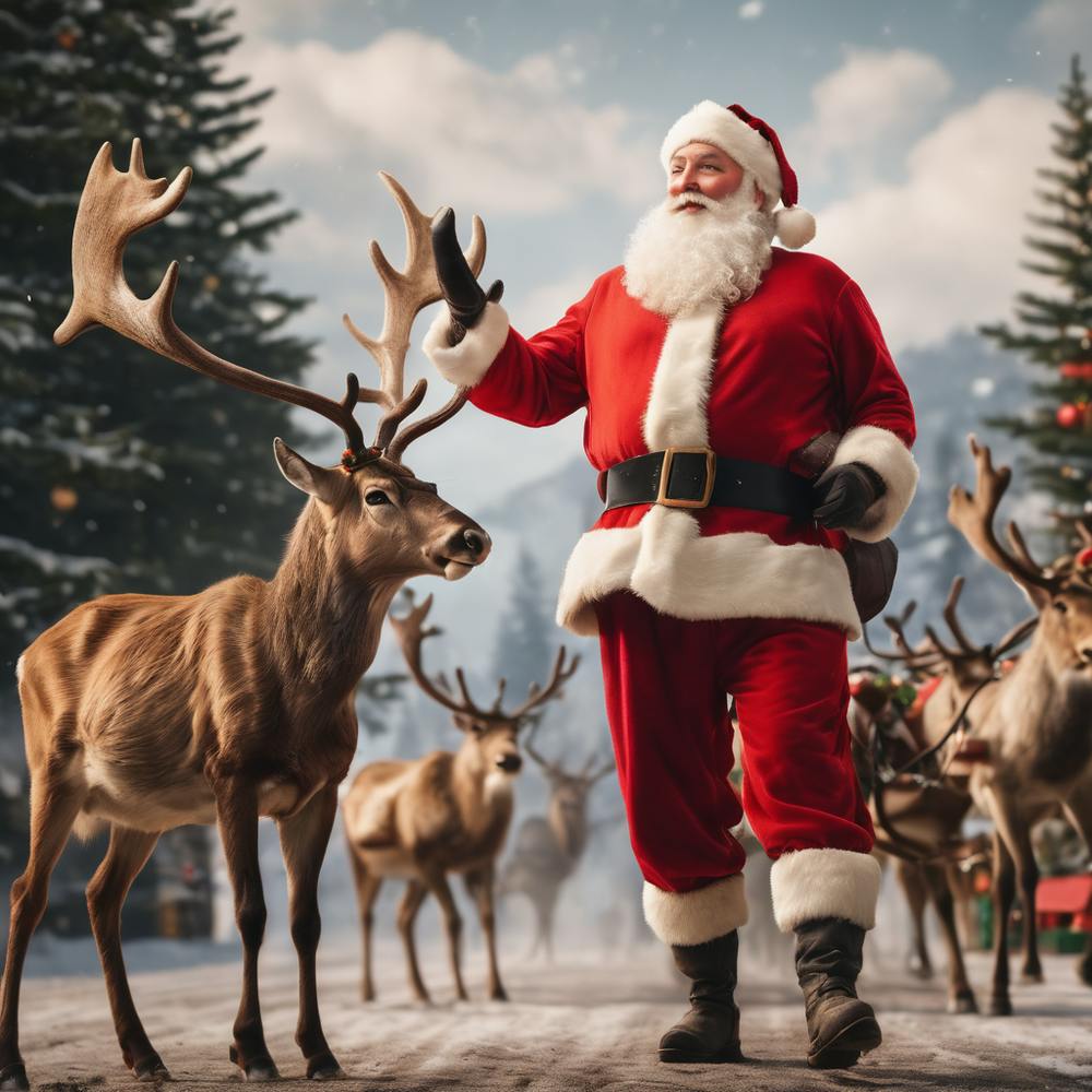 Santa Claus With Reindeer