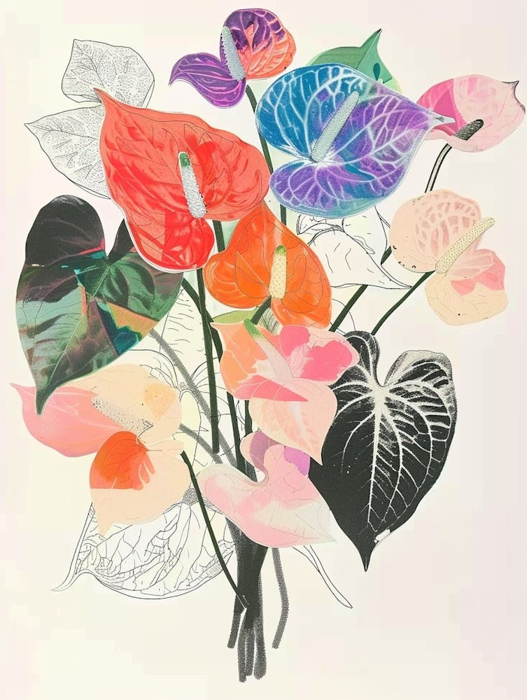 Flamingo Flower 1 Collage Flower Bouquet