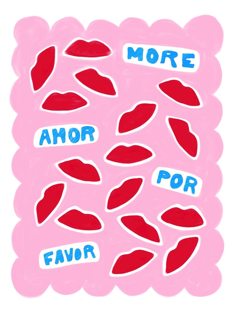 More Amor Por Favor – Pop Art Lips Print, Pink & Red Love Quote Wall Art