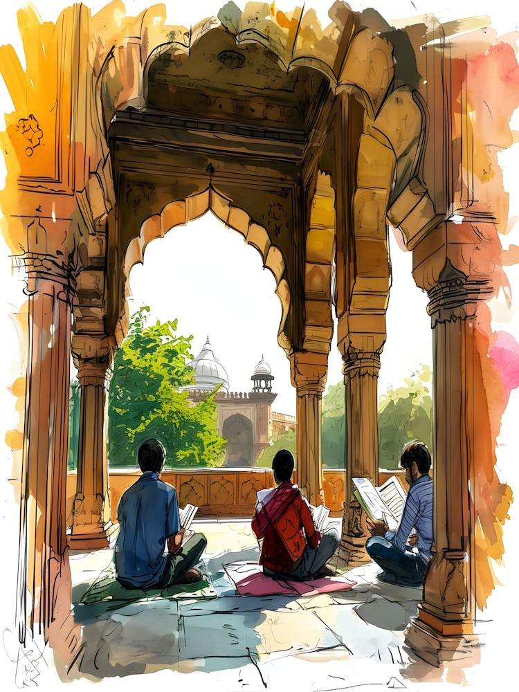 Watercolor Of Taj Mahal