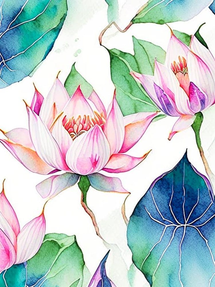 Lotus Flower Pattern Watercolour 5