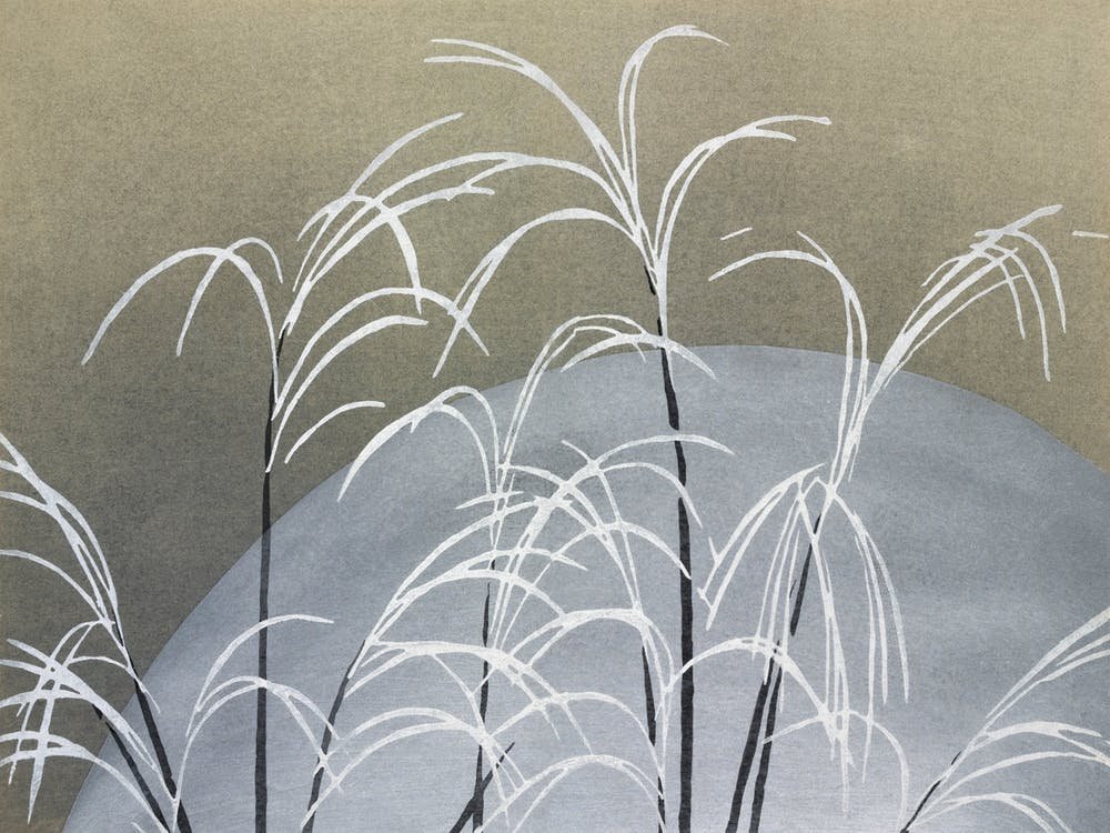 Frost By Kamisaka Sekka (1909) | Japanese traditional art | vintage art print | winter art print | reeds in the snow| gold black and white | FParrishs | winter wall art