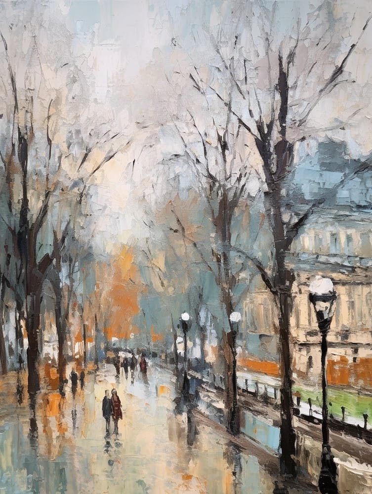 Winter City Park Painting Luxembourg Gardens Paris 4