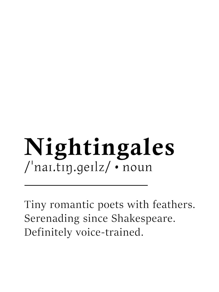 Nightingales Definition Poster - Dictionary