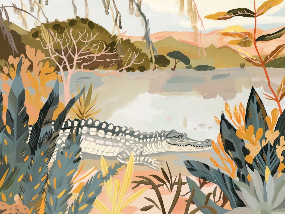 Crocodile Tropical Jungle Illustration 4
