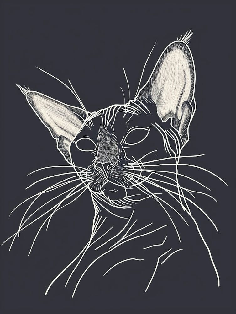 Devon Rex Katze Minimalistische Illustration 4