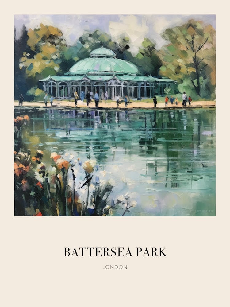 Battersea Park London United Kingdom 4 Vintage Cezanne Inspired Poster