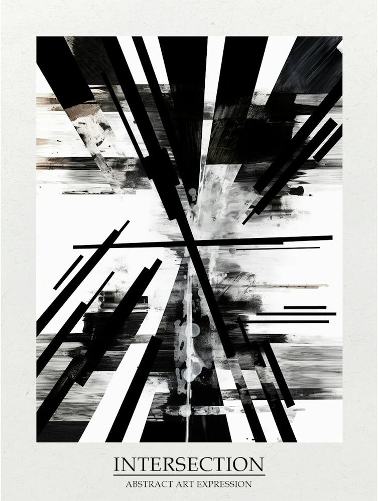 Intersection Abstract Black And White 3 Poster