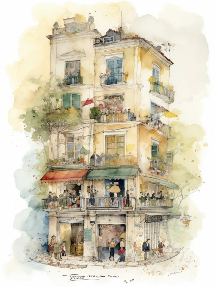 Mataderos Buenos Aires Neighborhood, Watercolour 2
