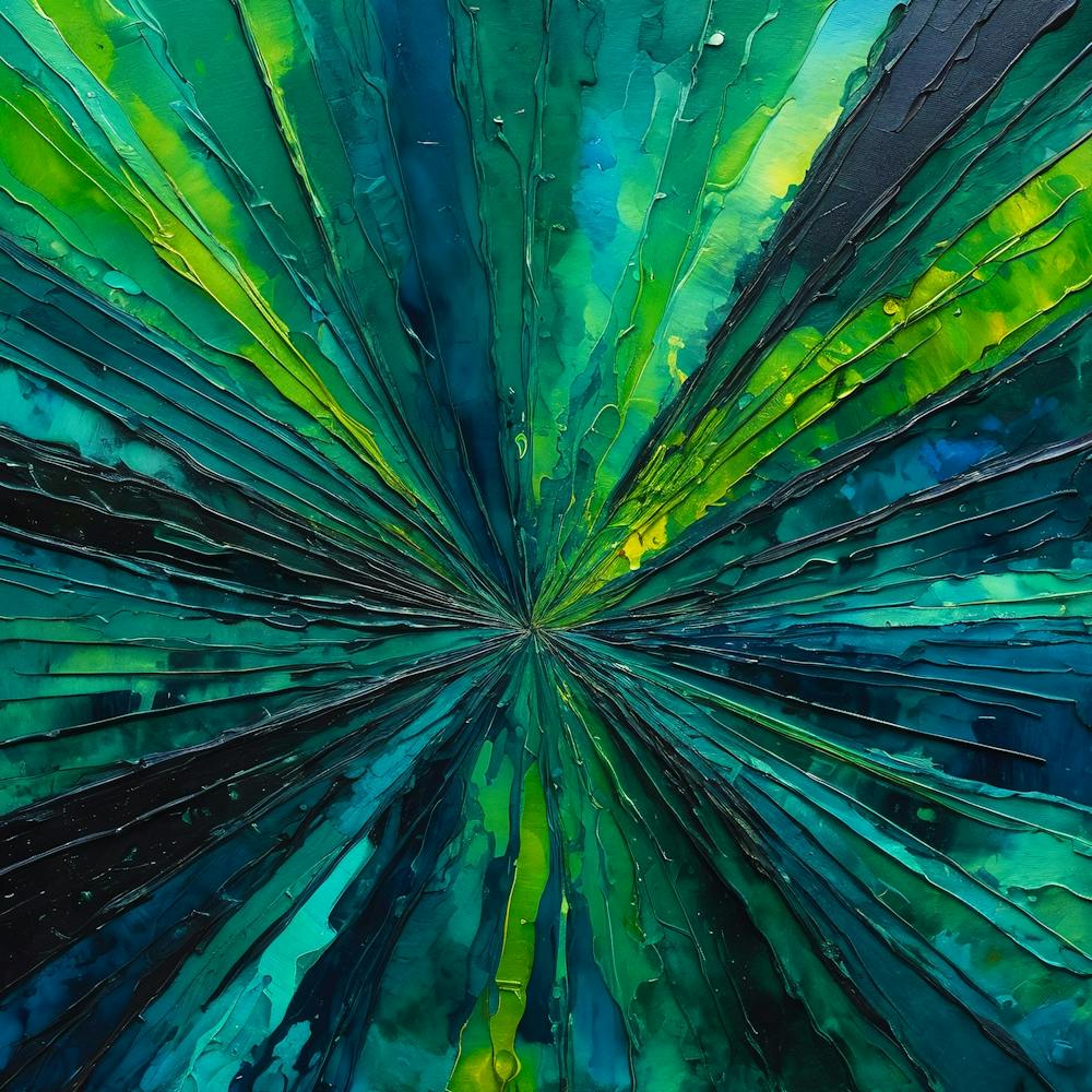 Abstract Painting Green and Blue Color 2