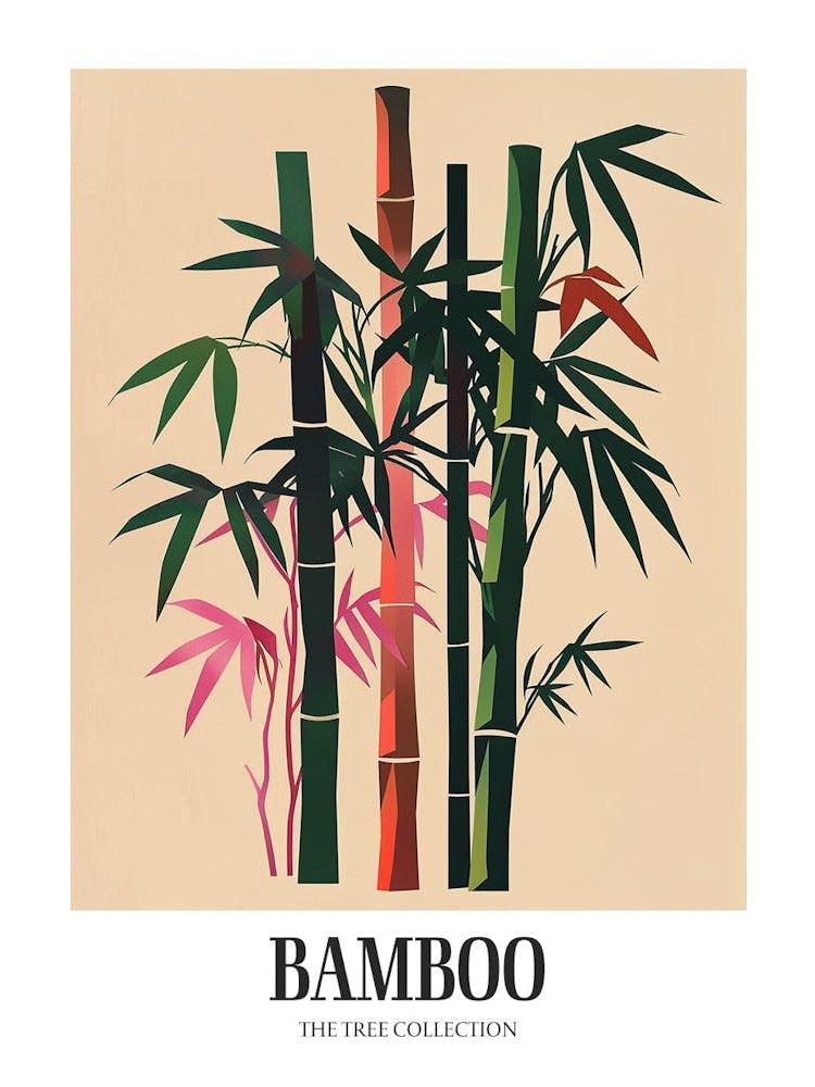 Bamboo Tree Colourful Illustration 4 Poster