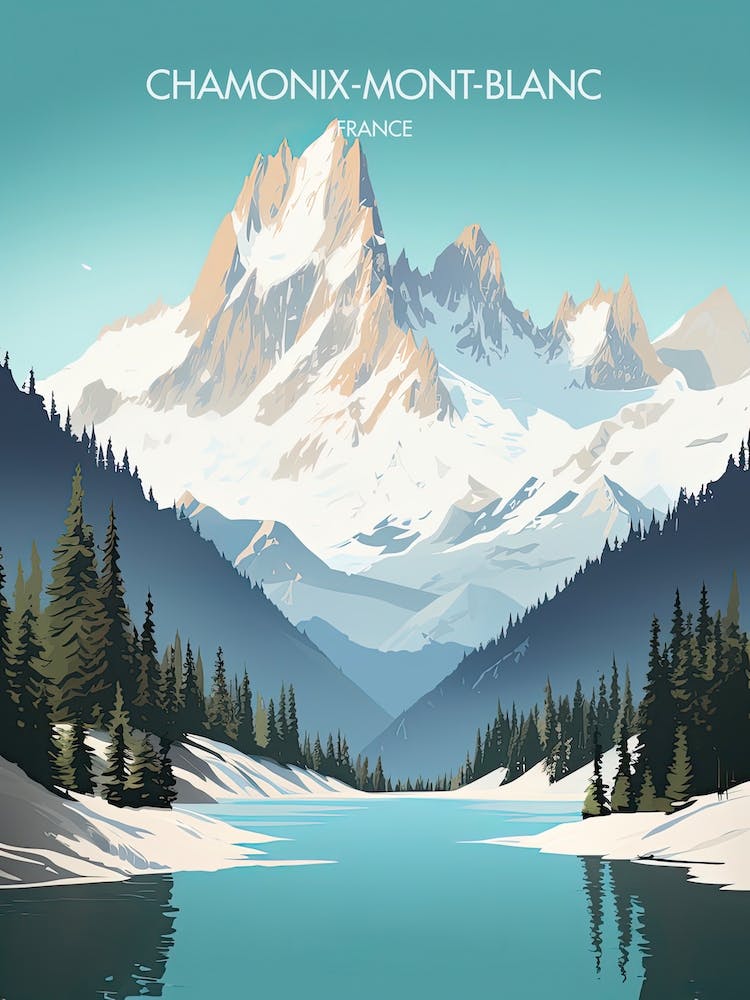 Poster Of Chamonix Mont Blanc   France, Ski Resort Illustration 0