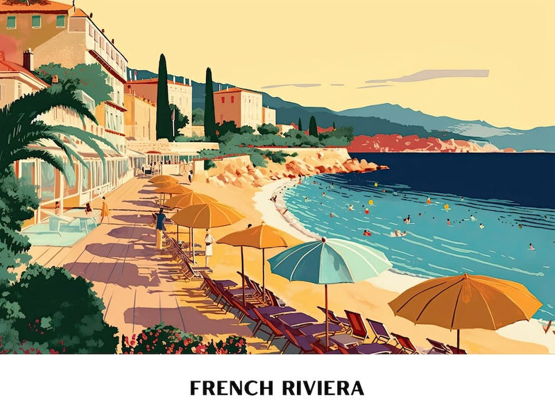 French Riviera Vintage Travel Poster Landscape 5