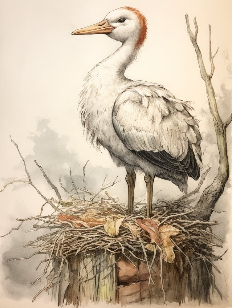 Storybook Animal Watercolour Stork 3