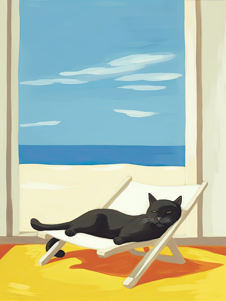 Cat Sunbathing Panting