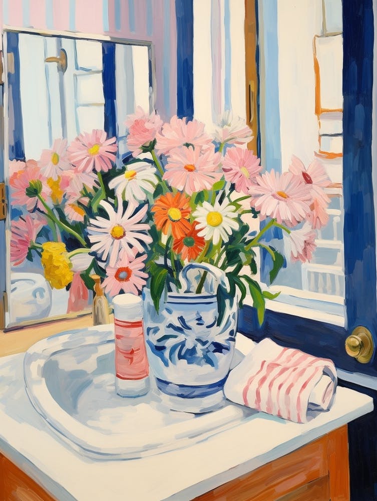 A Vase With Daisy, Flower Bouquet 4