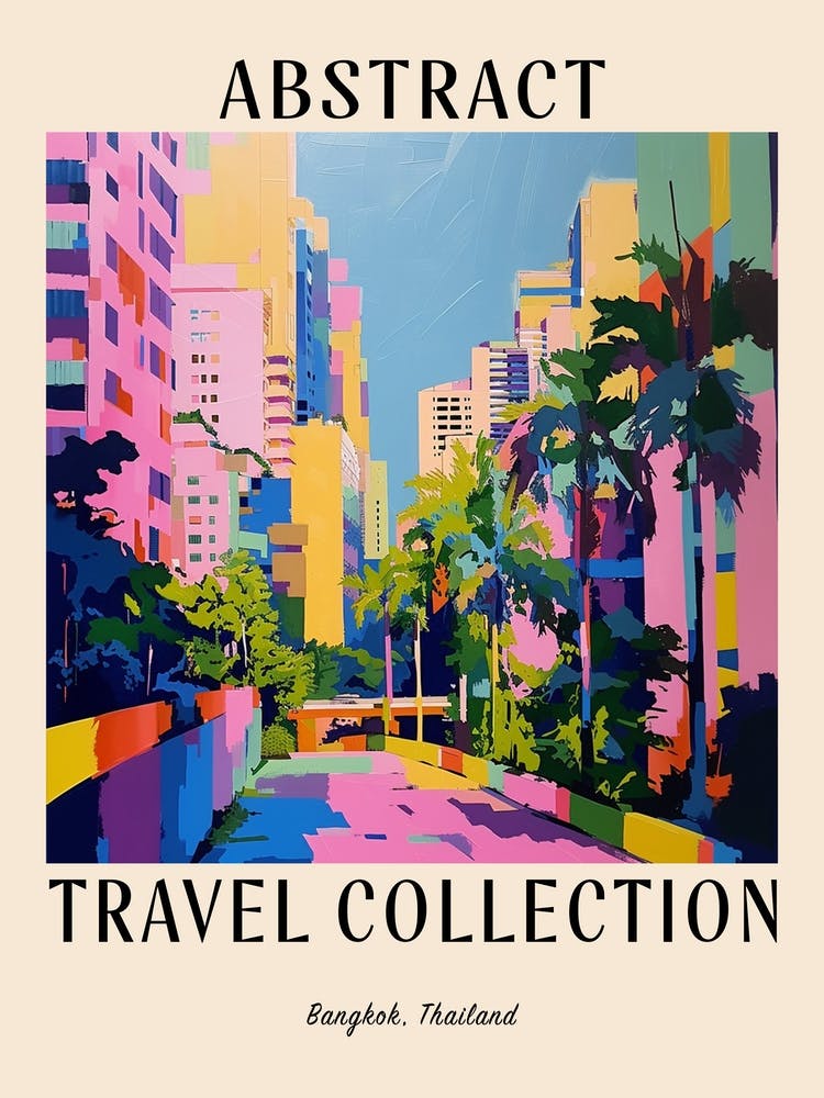 Abstract Travel Collection Poster Bangkok Thailand 1