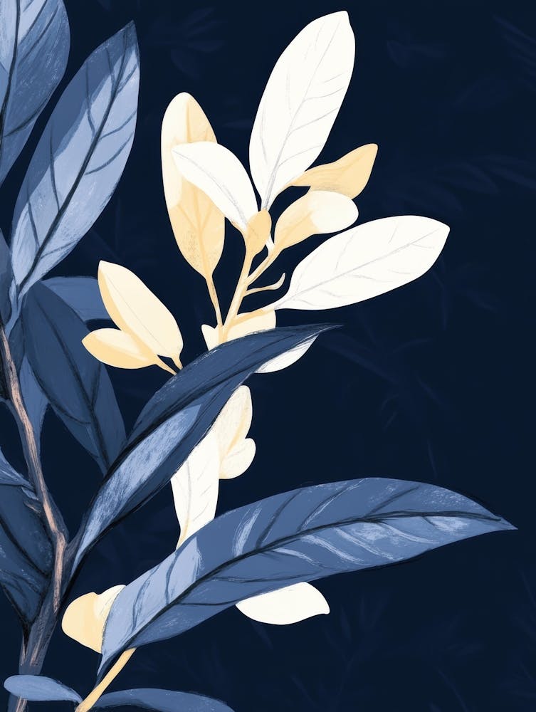 Blue Leaves On A Branch