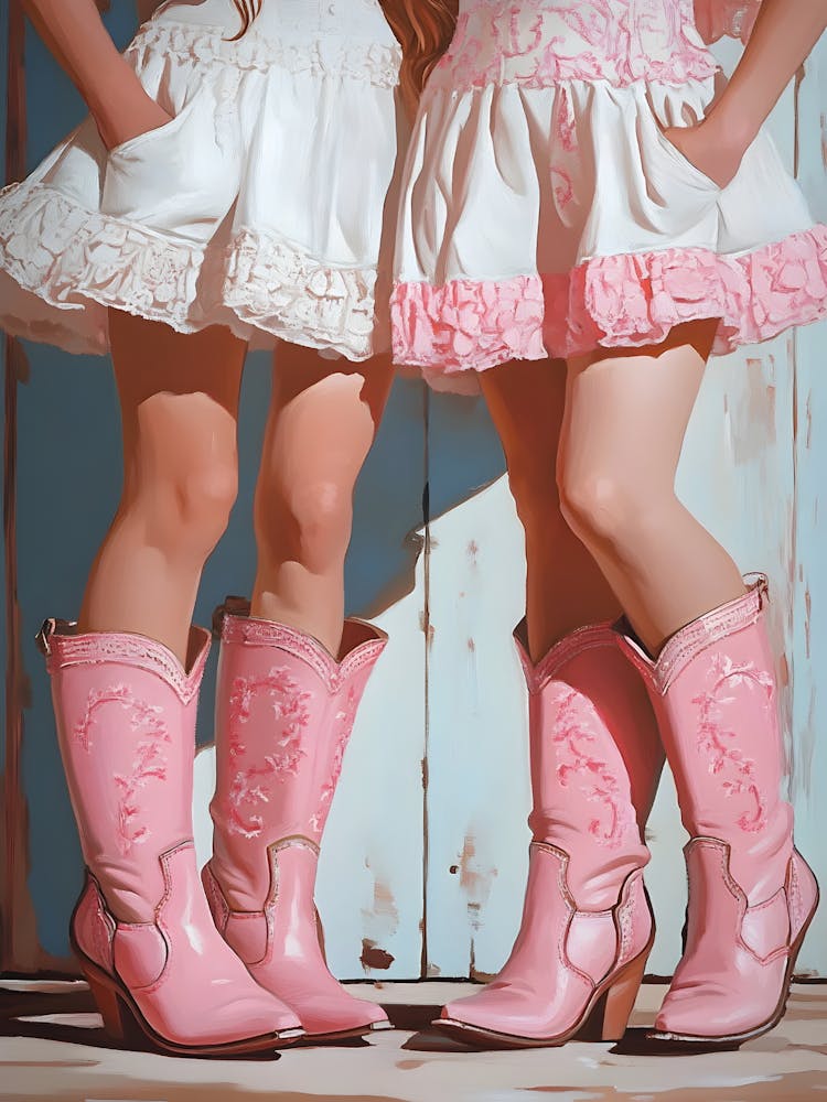 Two Girls In Pink Cowboy Boots 3