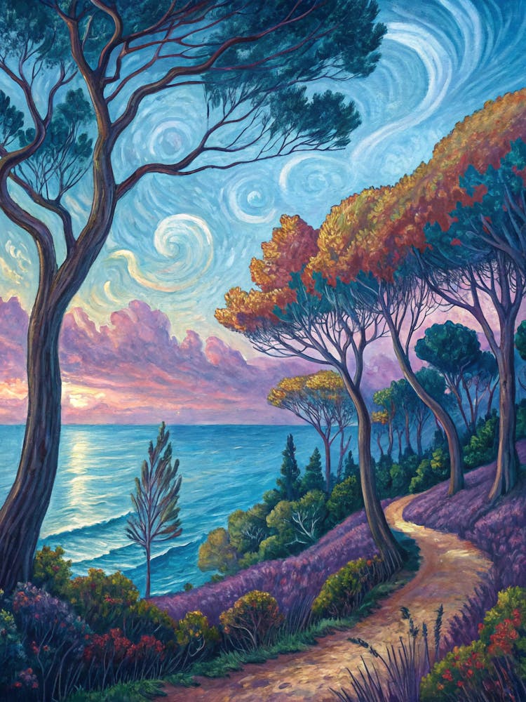 Rachel Olsen Landscape Surrealist Oil Painting Style Of Van Gogh