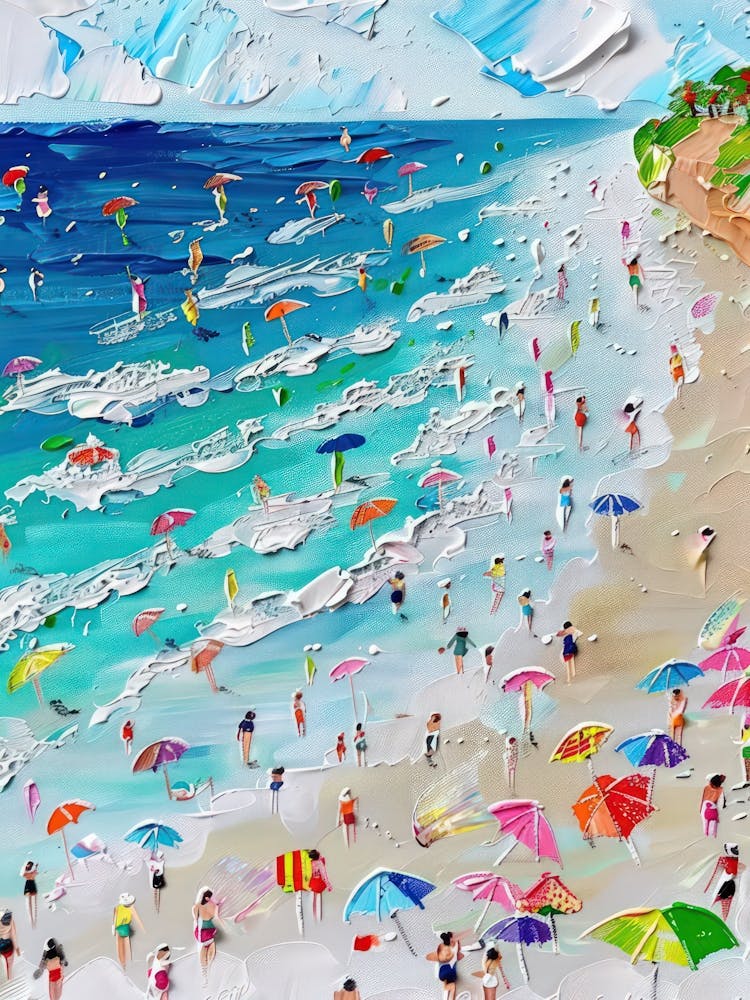 Beach View Impasto Oil Painting Travel