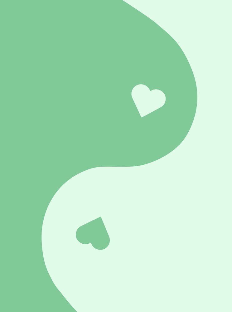 Yin Yang Heart Minty Fresh Green