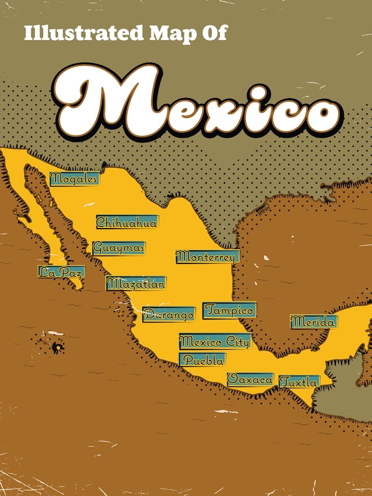 Vintage Map Of Mexico